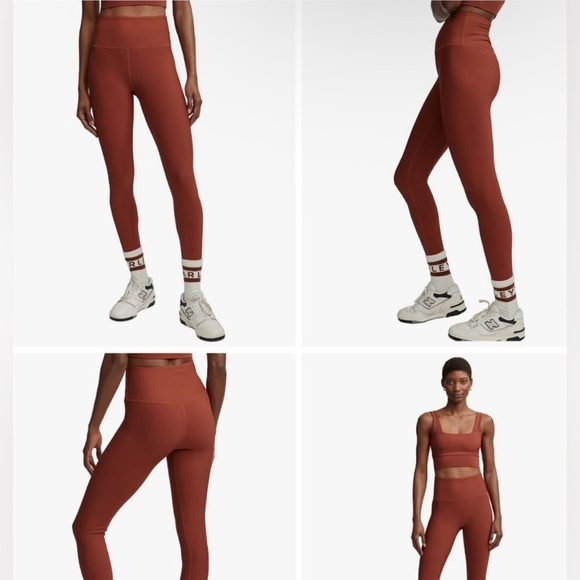 Varley Pants - VARLEY LETS MOVE RIBBED HIGH RISE LEGGINGS 25 - In Smoked Paprika - Size Medium
